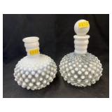 (2) Hobnail Opalescent Bottles