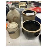 Stoneware Storage Jug and Crocks
