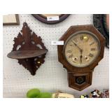 Oak Cased Wall Clock w/ Shelf