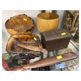 Carved Wood Bowls & Storage Box