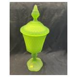 Vintage Satin Lime Green Apothecary Jar