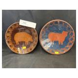 (2) Ned Foltz Redware Plates