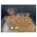 Assortment Pink Depression Glassware