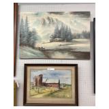 A. Smith Oil on Canvas w/ Framed Watercolor