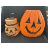 (2) Blow Mold Jack-O-Lanterns