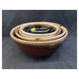 Assembled Set of Brown Drip Nesting Bowls
