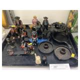 Cast Metal Bookends, Candlesticks & Figurines