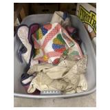 Storage Tote of Assorted Textiles
