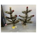 (2) Vintage Miniature Tinsel Trees
