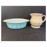 Pyrex Serving Dish w/ Longaberger Pitcher