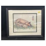 Oriental Framed Print of Pig