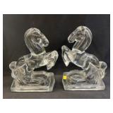 (2) Glass Horse-Form Bookends
