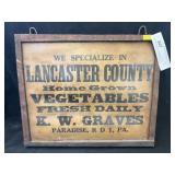 Framed Lancaster Co. Cardboard Sign