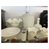 Grouping Hobnail Milk Glass