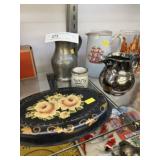 Porcelain & Pewter Pitchers w/ Crumb Pan