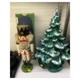 Nutcracker & Ceramic Christmas Tree