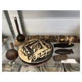 African Tribal Instruments w/ Carved Wood Fish