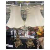 (2) Brass Triple Socket Table Lights