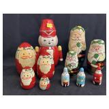 Grouping of Wooden Nesting Dolls