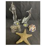 Art Glass Figurines w/ Brass Starfish