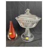 Art Glass Vase w/ Covered Compote