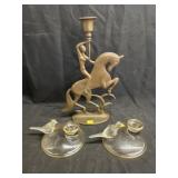 Case Metal & Pheasant-Form Candlesticks