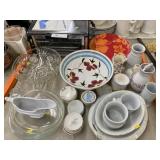 Broiler w/ Serving Dishes & Chinaware