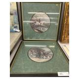 (2) Framed Fox Hunt Prints