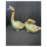 (2) Antique Japan Porcelain Lustre-Decorated Geese