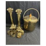 Brass Ice Bucket w/ Candlesticks