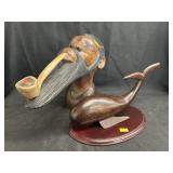 Carved Wood Bust w/ Whale