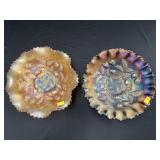 (2) Carnival Glass Strawberry Pattern Bowls