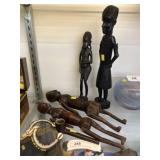Tribal Wood Figurines w/ Pipe & Necklace