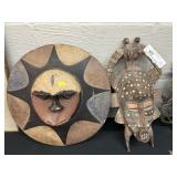 Tribal Carved Wood Masks and Wall Plaque