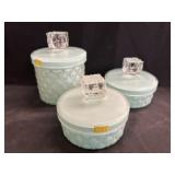 Vintage Stain Glass Vanity Canisters