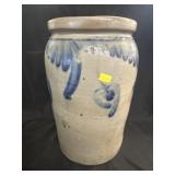 Blue Slip-Decorated Straight-Sided Storage Crock