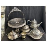 Grouping of  Vintage Silver-Plate Serving Pieces