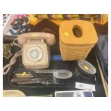 Rotary Phone w/ Longaberger Basket & Still Banks