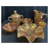 Grouping of Marigold Carnival Glass