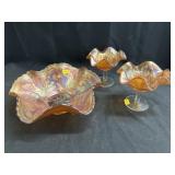 (3) Pcs. of Unmarked Fenton Carnival Glass
