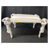 Cast Metal Vinyl Upholstered Footstool