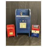 (3) Post Office Pressed Steel Still Banks
