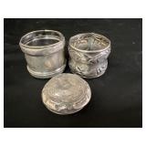 (2) Sterling-Silver Napkin Rings w/ Shaker Top