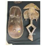 (2) Tribal Carved Wood Wall Plaques