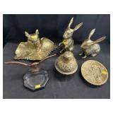 Owl-Form Inkwell w/ Decorative Brasswares
