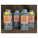 (4) New Old Stock Baby Powder Tins