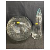 Unsigned Art Glass Vase w/ Stoppered Bottle