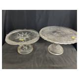 (2) Pattern Glass Cake Stands