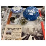 Agateware Basin with Buttons & Covered Dish