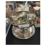 Silver-Plate Punch Bowl w/ Mugs